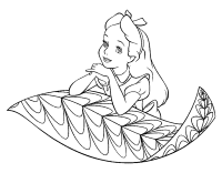 A coloring page of alice in wonderland